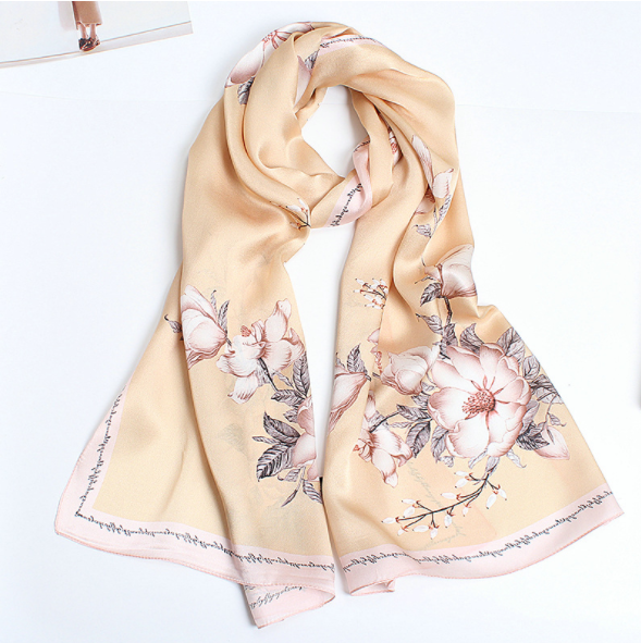 三八節(jié)禮品山茶花真絲絲巾