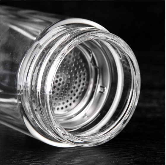 創(chuàng)意款高檔加厚玻璃杯 雙層玻璃茶杯帶過濾網(wǎng)