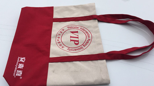 憶桐禮品定制展會隨手禮雙色拼接帆布袋