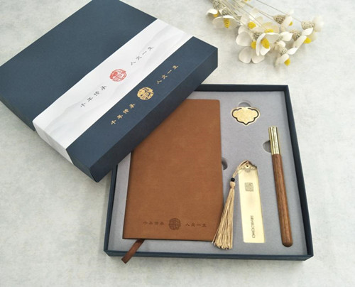 古銅味三件套 辦公禮品書簽+書扣+花梨木筆套裝