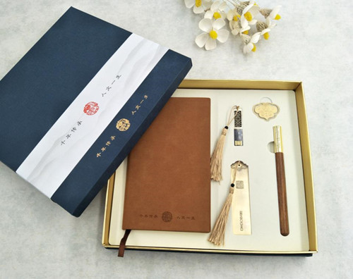 古銅味三件套 辦公禮品書簽+書扣+花梨木筆套裝