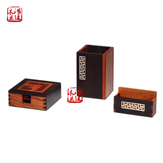 紅木工藝品筆筒鎮(zhèn)紙名片座5件套商務(wù)禮品