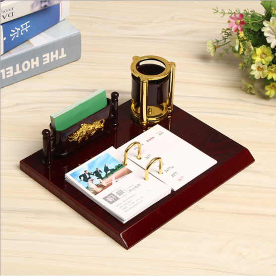 小臺(tái)歷架紅木簡(jiǎn)約創(chuàng)意筆筒辦公擺件