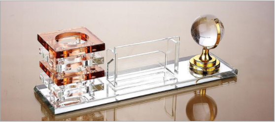 水晶筆筒 三件套開業(yè)禮品