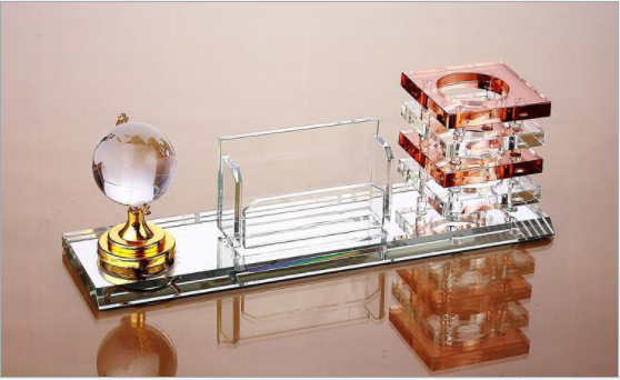 水晶筆筒 三件套開業(yè)禮品